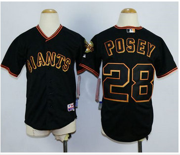 Youth Giants #28 Buster Posey Black Stitched MLB Jersey