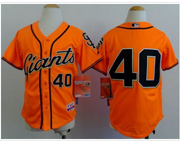 Youth Baseball Giants #40 Madison Bumgarner Orange Alternate Stitched Jersey
