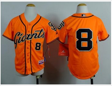 Youth Baseball Giants #8 Hunter Pence Orange Alternate Stitched Jersey