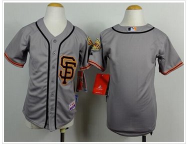 Youth MLB Giants Blank Grey Road 2 Cool Base Stitched Baseball Jersey