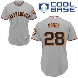MLB giants 28# Posey grey kid cool base jersey