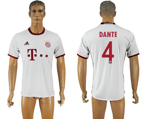 Bayern Munchen #4 Dante Sec Away Soccer Club Jersey