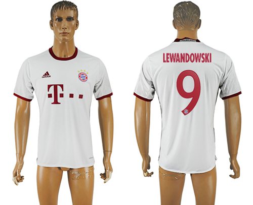 Bayern Munchen #9 Lewandowski White Soccer Club Jersey