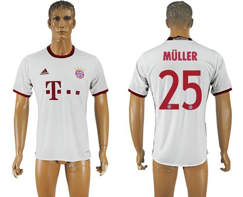Bayern Munchen #25 Muller White Soccer Club Jersey