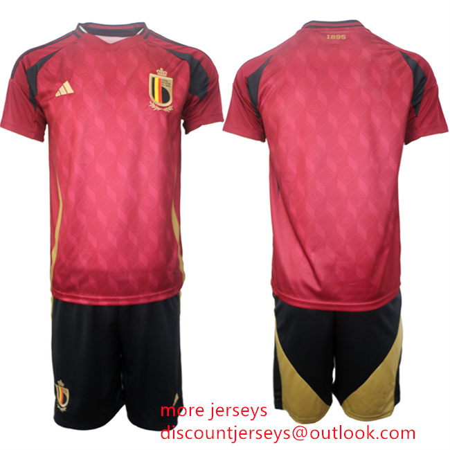 Men's Belgium National Team Blank Red 2024-25 Home Soccer Jersey Suit