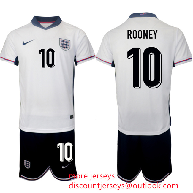 Men's England #10 Wayne Rooney 2024-25 White Home Soccer Jersey Suit