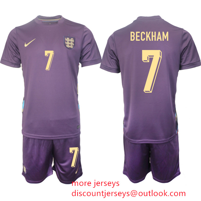Men's England #7 Beckham 2024-25 Purple Away Soccer Jersey Suit