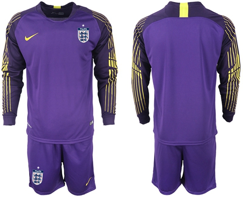 England Blank Purple Goalkeeper Long Sleeves Soccer Country Jersey