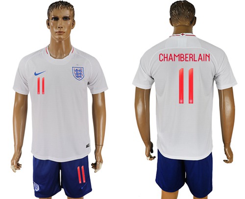 England #11 Chamberlain Home Soccer Country Jersey