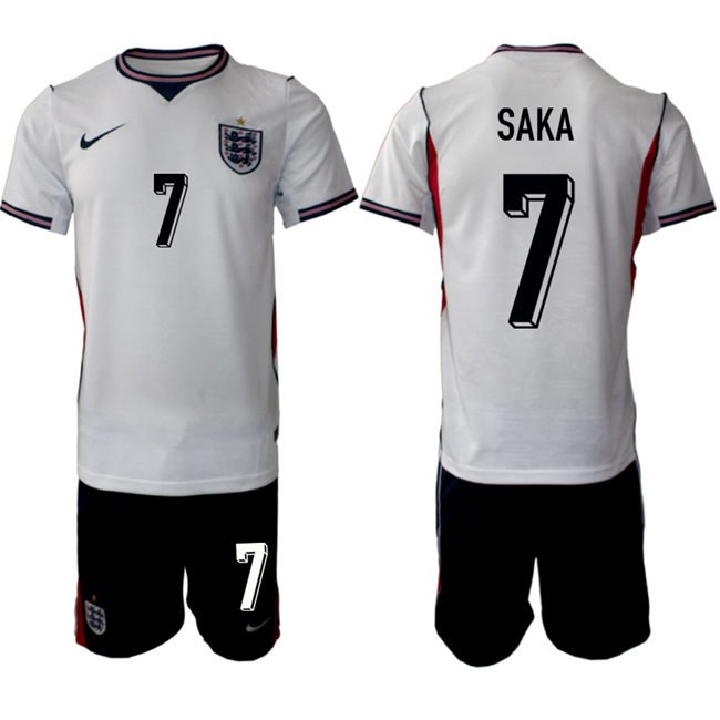Men's England 2026 #7 Bukayo Saka White Home Soccer Jersey Suit