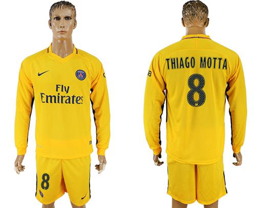 Paris Saint-Germain #8 Thiago Motta Away Long Sleeves Soccer Club Jersey Paris Saint-Germain #8 Thiago Motta Away Long Sleeves Soccer Club Jersey