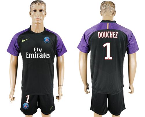 Paris Saint-Germain #1 Douchez Black Goalkeeper Soccer Club Jersey Paris Saint-Germain #1 Douchez Black Goalkeeper Soccer Club Jersey