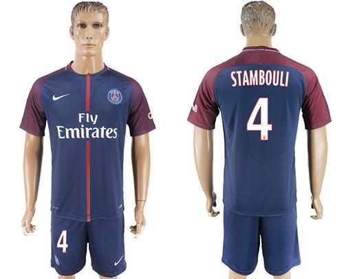 Paris Saint-Germain #4 Stambouli Home Soccer Club Jersey