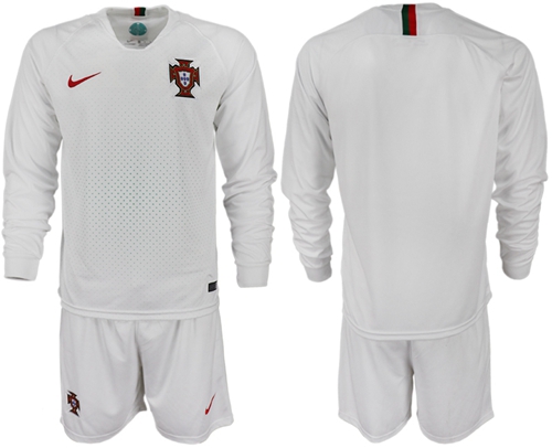 Portugal Blank Away Long Sleeves Soccer Country Jersey