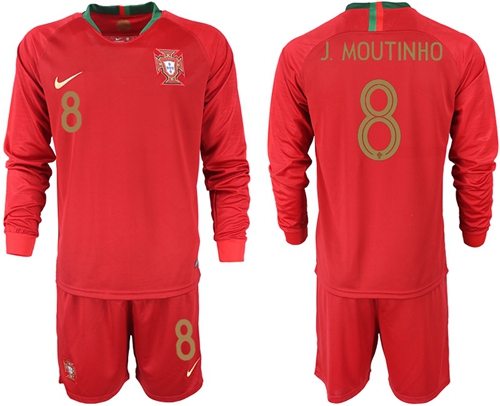 Portugal #8 J.Moutinho Home Long Sleeves Soccer Country Jersey