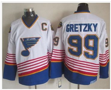 St Louis Blues #99 Wayne Gretzky White CCM Throwback Stitched NHL Jersey