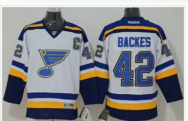 St.Louis Blues #42 David Backes White New Road Stitched NHL Jersey