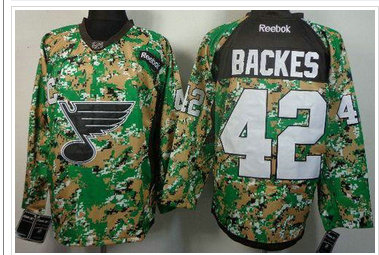 St.Louis Blues #42 David Backes Camo Veterans Day Practice NHL Jersey