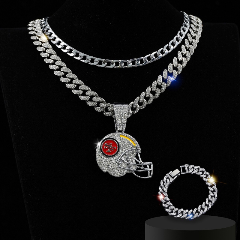 49ers Pendant and 2 Necklaces Silver