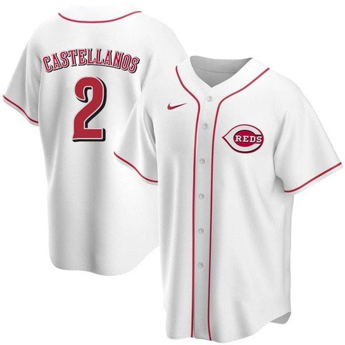 Men's Cincinnati Reds #2 Nick Castellanos White 2021 Replica Home Jersey Men's Cincinnati Reds #2 Nick Castellanos White 2021 Replica Home Jersey