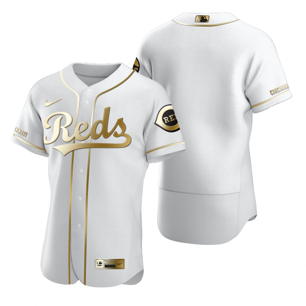 Cincinnati Reds Blank White Nike Men's Authentic Golden Edition MLB Jersey Cincinnati Reds Blank White Nike Men's Authentic Golden Edition MLB Jersey