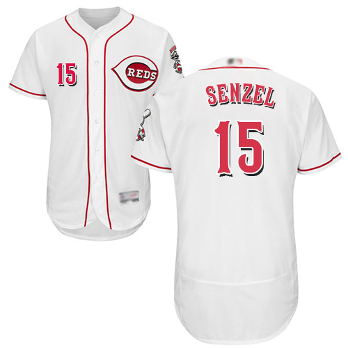 Reds #15 Nick Senzel White Flexbase Authentic Collection Stitched Baseball Jersey Reds #15 Nick Senzel White Flexbase Authentic Collection Stitched Baseball Jersey