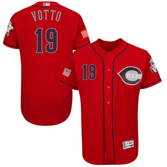 Cincinnati Reds Joey Votto Majestic Fashion Stars & Stripes FlexBase Player Jersey - Scarlet