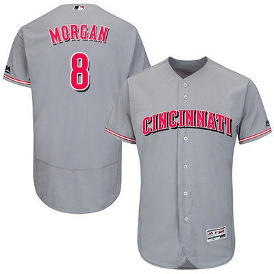 Reds #8 Joe Morgan Grey Flexbase Authentic Collection Stitched MLB Jersey Reds #8 Joe Morgan Grey Flexbase Authentic Collection Stitched MLB Jersey