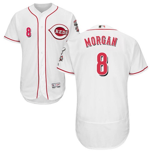 Reds #8 Joe Morgan White Flexbase Authentic Collection Stitched MLB Jersey Reds #8 Joe Morgan White Flexbase Authentic Collection Stitched MLB Jersey
