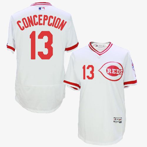 Reds #13 Concepcion White Flexbase Authentic Collection Cooperstown Stitched MLB Jersey Reds #13 Concepcion White Flexbase Authentic Collection Cooperstown Stitched MLB Jersey