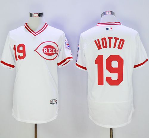 Reds #19 Joey Votto White Flexbase Authentic Collection Cooperstown Stitched MLB Jersey Reds #19 Joey Votto White Flexbase Authentic Collection Cooperstown Stitched MLB Jersey