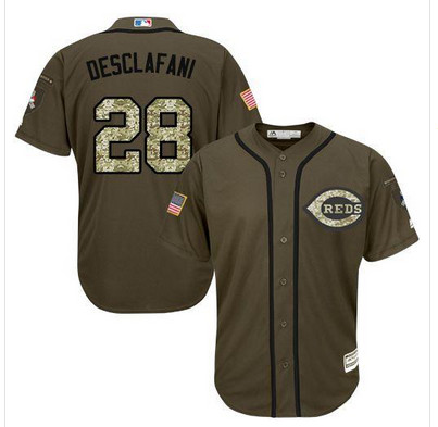 Reds #28 Anthony DeSclafani Green Salute to Service Stitched MLB Jersey