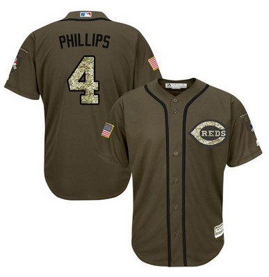 Reds #4 Brandon Phillips Green Salute to Service Stitched MLB Jersey
