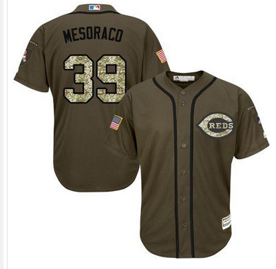 Reds #39 Devin Mesoraco Green Salute to Service Stitched MLB Jersey