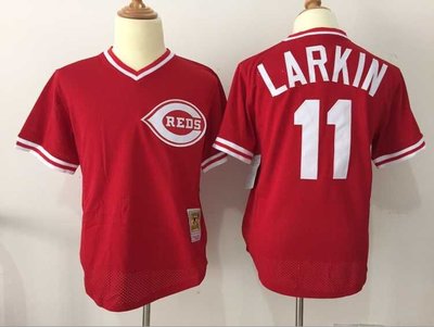 Cincinnati Reds #11 Barry Larkin Red Throwback Stitched MLB Jersey