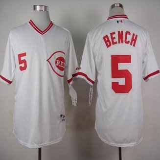 Cincinnati Reds #5 Johnny Bench White 1990 Turn Back The Clock Stitched Baseball Jersey