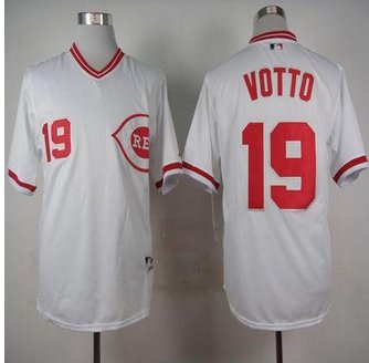 Cincinnati Reds #19 Joey Votto White 1990 Turn Back The Clock Stitched Baseball Jersey