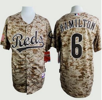 Cincinnati Reds #6 Billy Hamilton Camo Alternate Cool Base Stitched Baseball Jersey