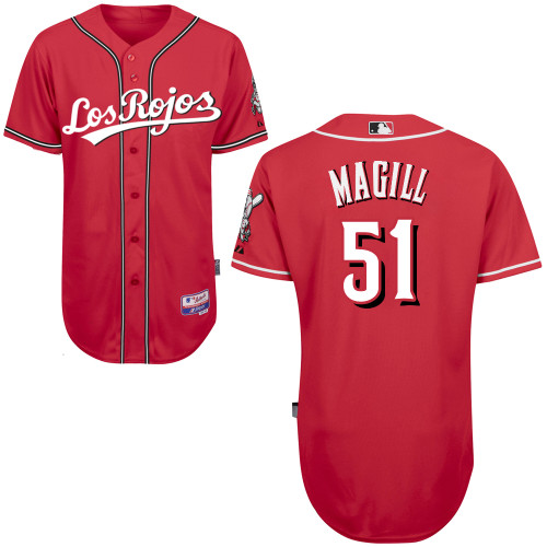Cincinnati Reds #51 Magill Authentic Personalized Alternate Los Rojos red Jersey