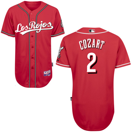 Cincinnati Reds #2 Cozart Authentic Personalized Alternate Los Rojos red Jersey