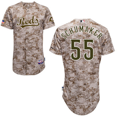 Cincinnati Reds #55 Schumaker Authentic Personalized Alternate Camo Jersey