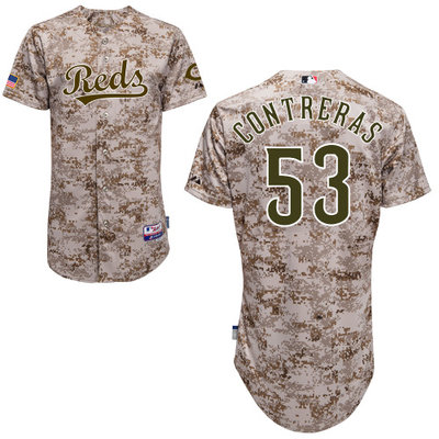 Cincinnati Reds #53 Contreras Authentic Personalized Alternate Camo Jersey