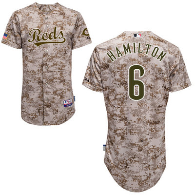 Cincinnati Reds #6 Hamilton Authentic Personalized Alternate Camo Jersey