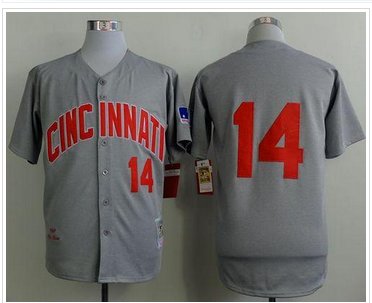 Mitchell And Ness 1969 Cincinnati Reds #14 Pete Rose Grey Throwback Stitched Baseball Jersey