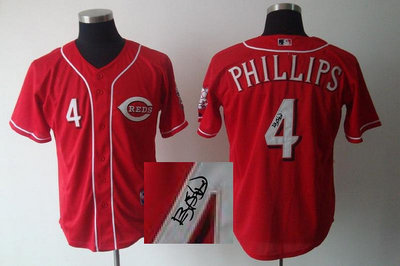 cincinnati reds #4 Brandon Phillips Red MLB Jerseys(Signed)