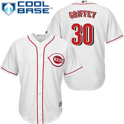 Reds #30 Ken Griffey White Cool Base Stitched Youth MLB Jersey Reds #30 Ken Griffey White Cool Base Stitched Youth MLB Jersey