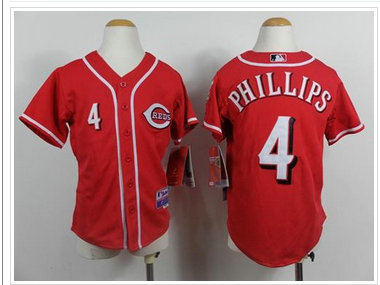 Youth mlb Cincinnati Reds #4 Brandon Phillips Red Cool Base Baseball Jersey