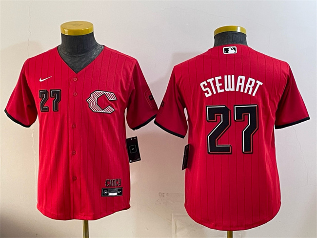 Youth Cincinnati Reds #27 Sal Stewart Red 2026 City Connect Stadium Stitched Baseball Jersey