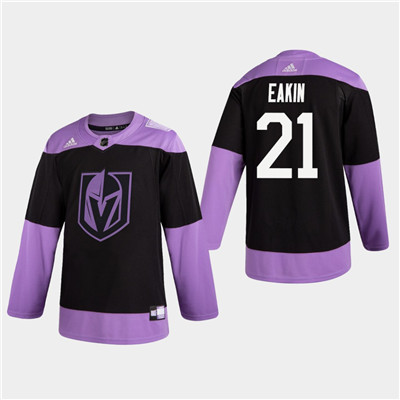 Men's Golden Knights #21 Cody Eakin Hockey Fights Cancer Practice Jersey