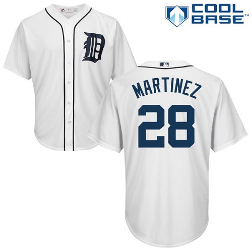 Tigers #28 J. D. Martinez White Cool Base Stitched Youth MLB Jersey